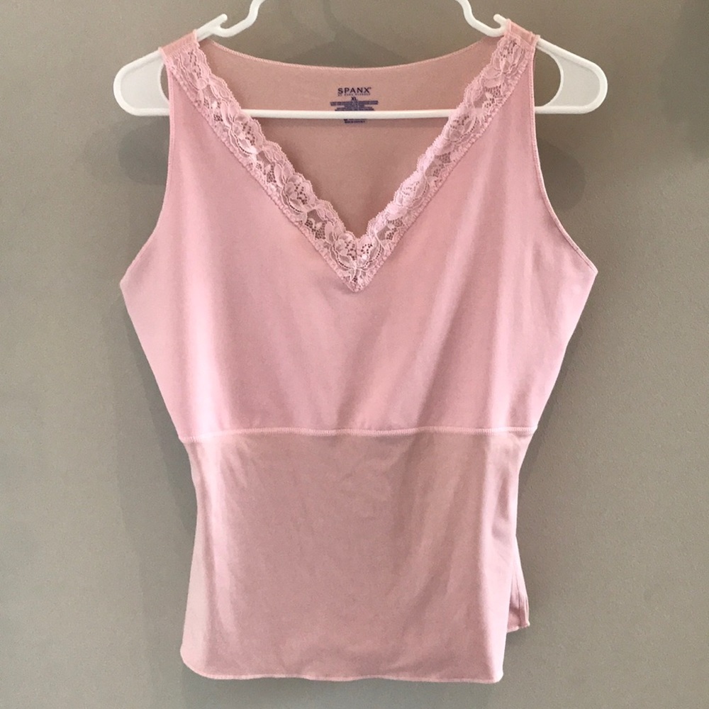 SPANX pink lace tank top size XL